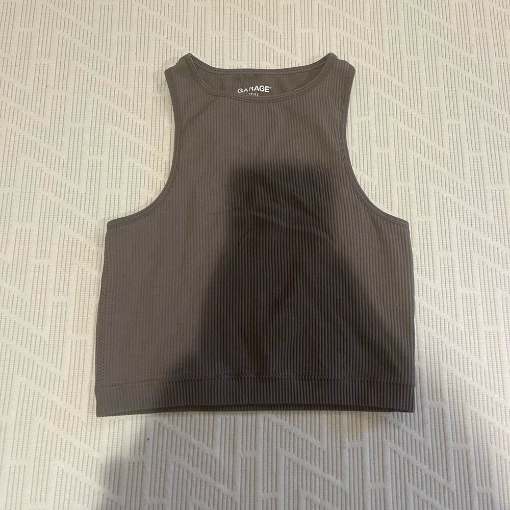 Garage grey rib-knit tank top